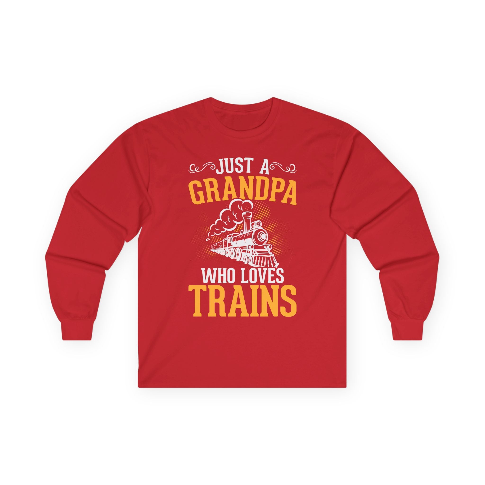 Train Lover Grandpa Cotton Long Sleeve Tee