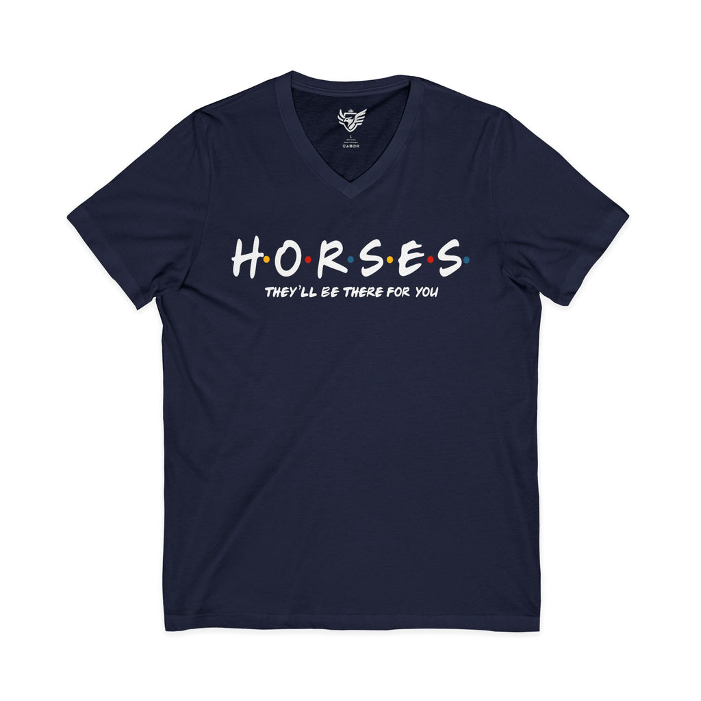 Horses, Friends Theme Jersey Short Sleeve V-Neck Tee