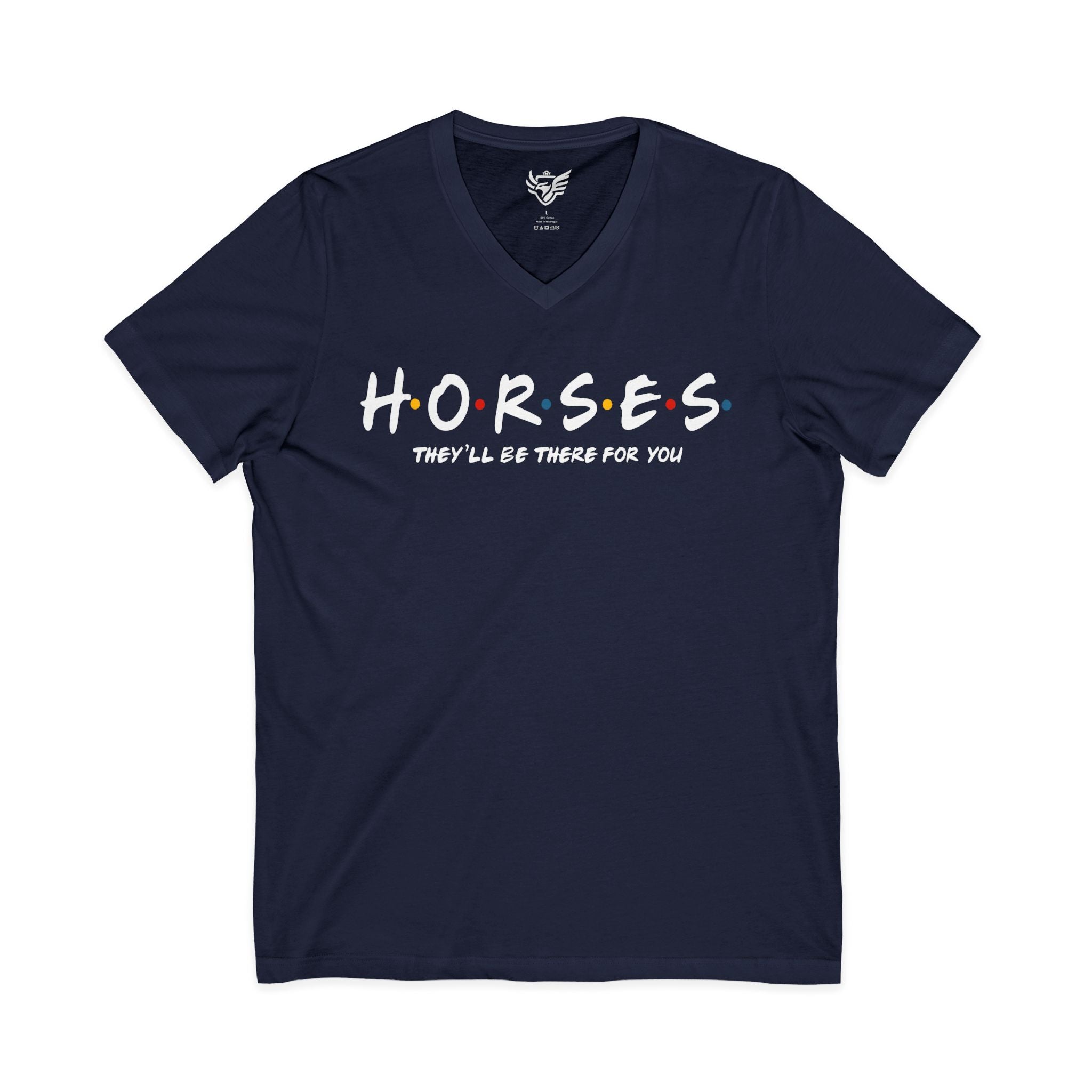 Horses, Friends Theme Jersey Short Sleeve V-Neck Tee