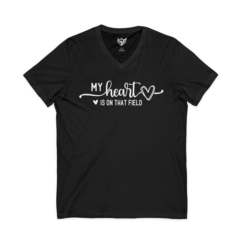 My Heart is on that Field Jersey Short Sleeve V-Neck Tee