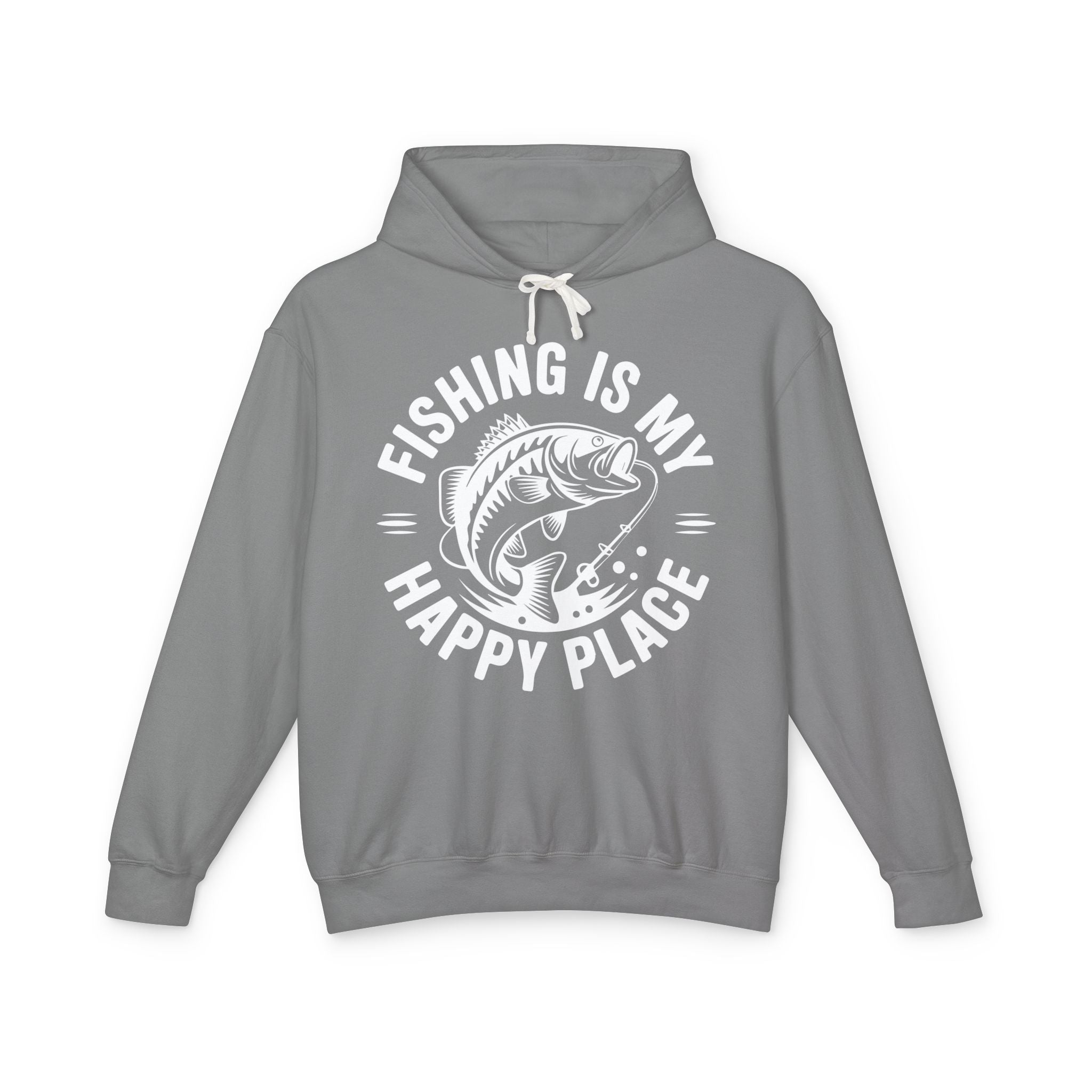 Fishing Is My Happy Place Lightweight Hooded Sweatshirt