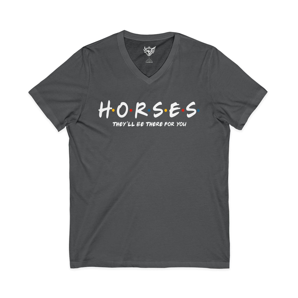 Horses, Friends Theme Jersey Short Sleeve V-Neck Tee