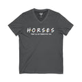 Horses, Friends Theme Jersey Short Sleeve V-Neck Tee