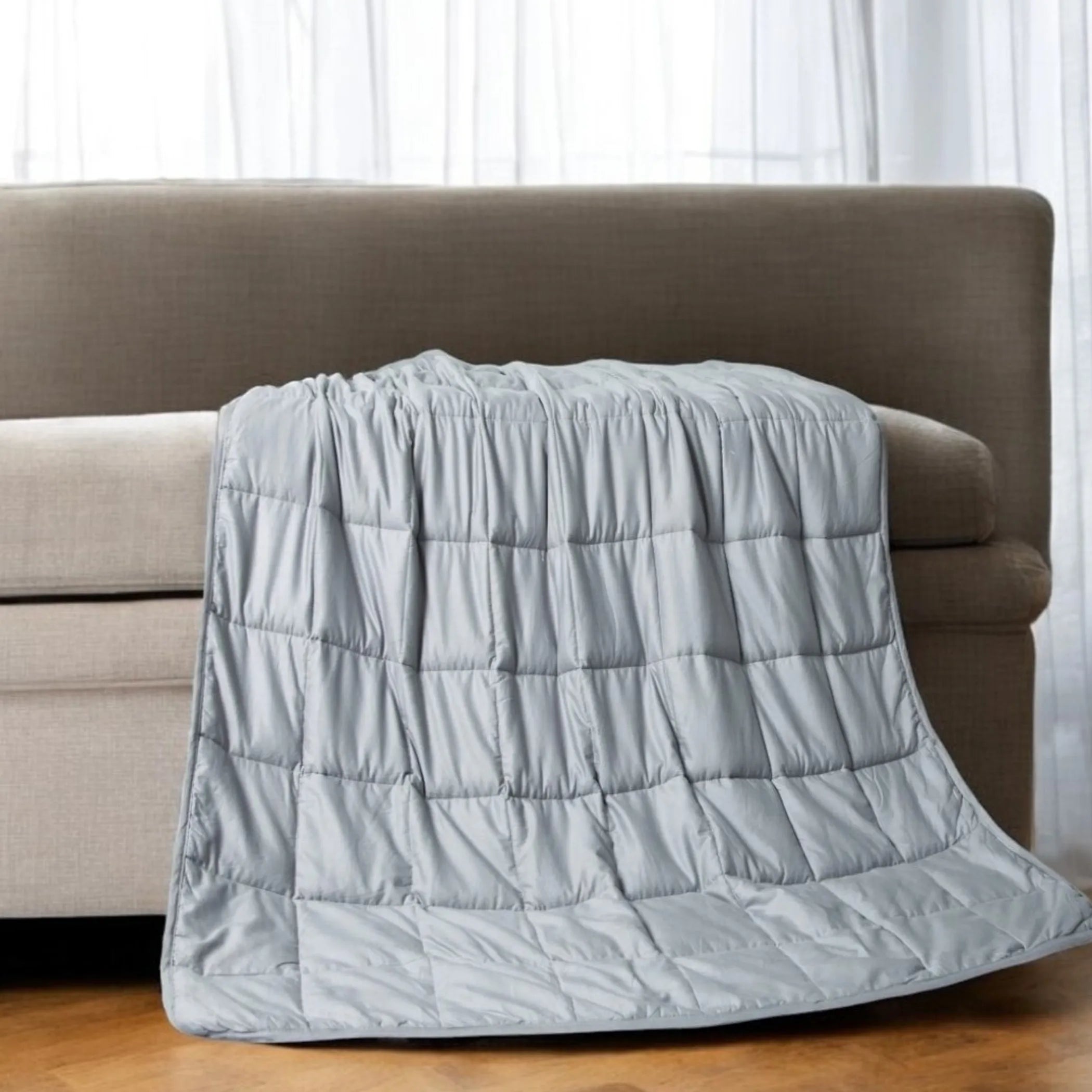 48" X 72" Light Gray Cotton Quilted Plush 15 Pound Weighted Blanket