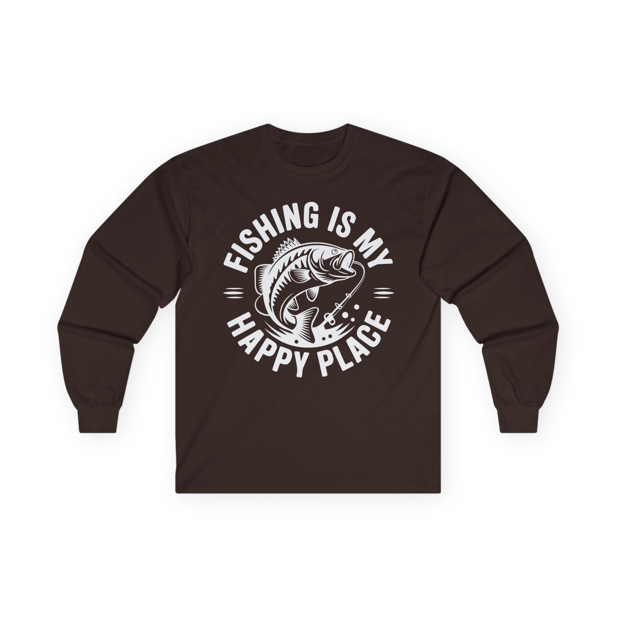 Fishing Is My Happy Place Cotton Long Sleeve Tee