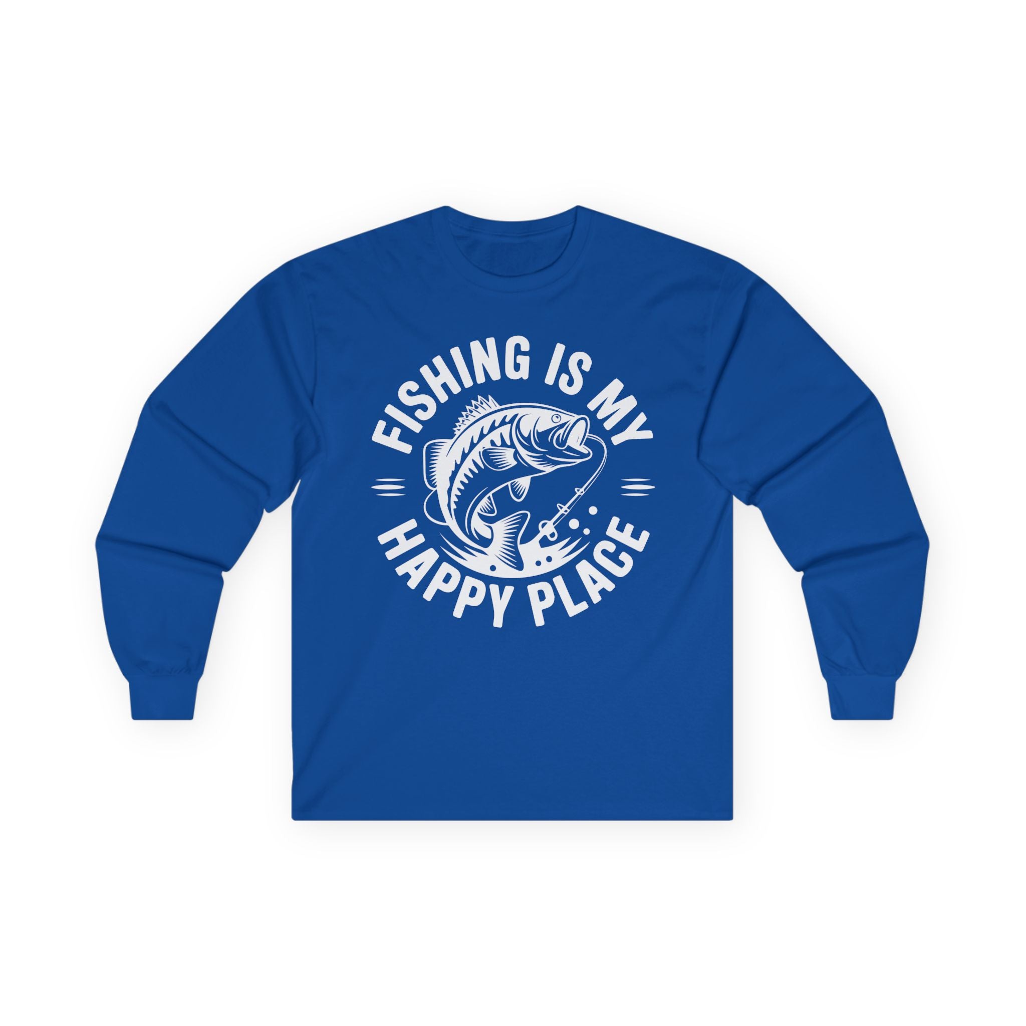 Fishing Is My Happy Place Cotton Long Sleeve Tee