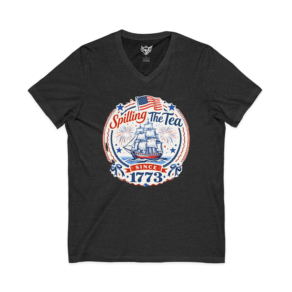 Spilling The Tea Jersey Short Sleeve V-Neck Tee