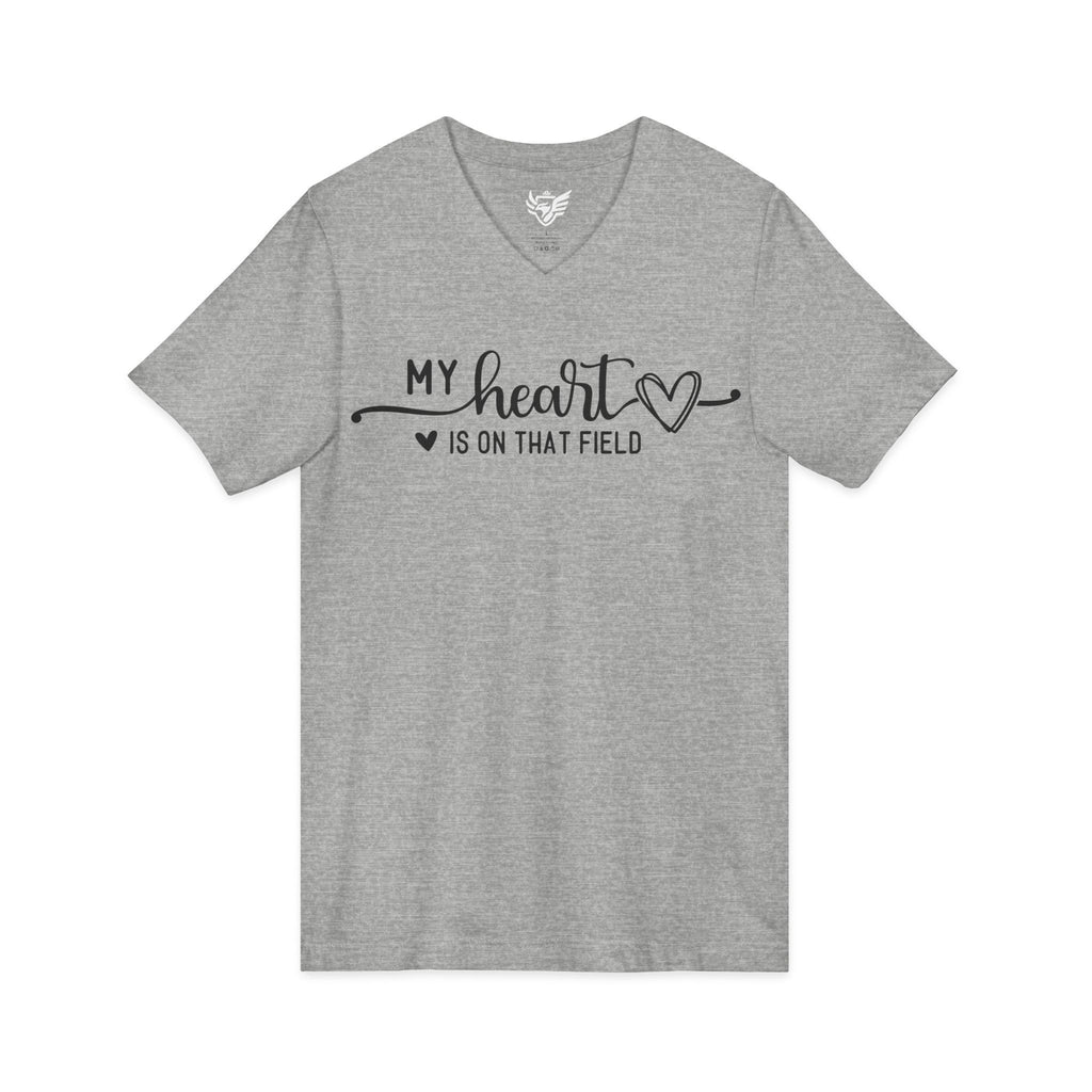 My Heart is on that Field Jersey Short Sleeve V-Neck Tee