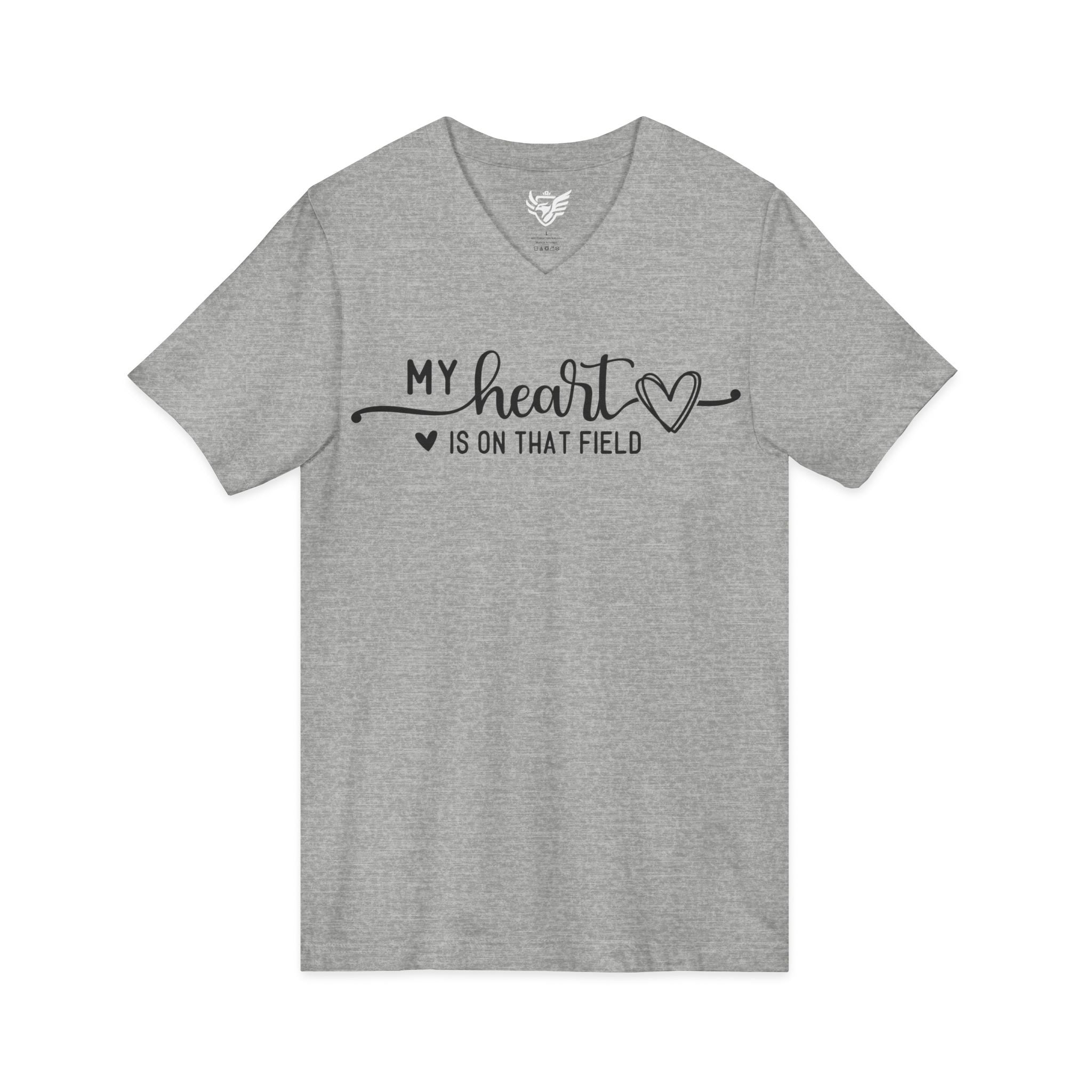 My Heart is on that Field Jersey Short Sleeve V-Neck Tee