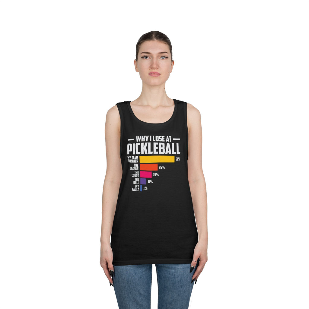 Why I Lose At Pickleball Heavy Cotton Tank Top