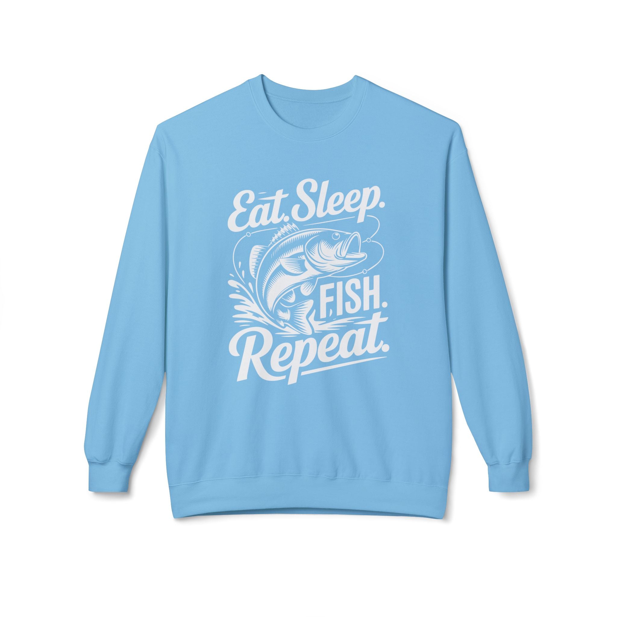 Eat Sleep Fish Repeat Midweight Softstyle Fleece Crewneck Sweatshirt