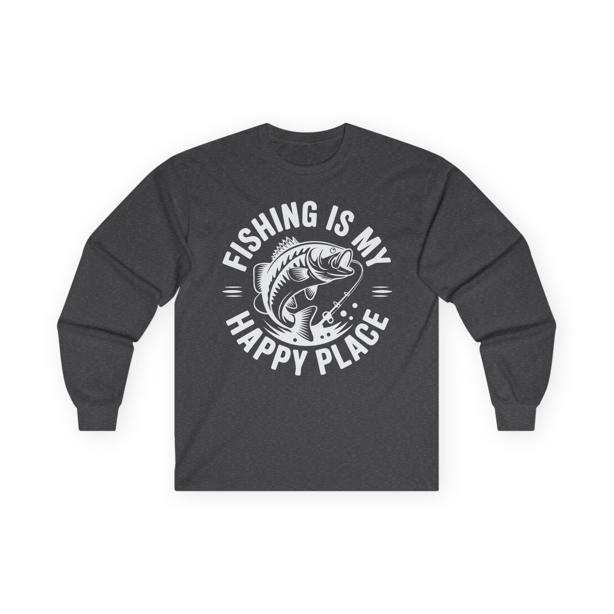 Fishing Is My Happy Place Cotton Long Sleeve Tee