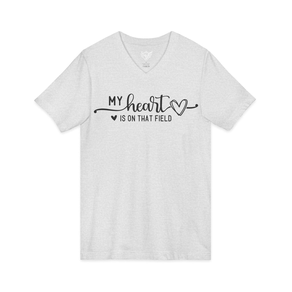 My Heart is on that Field Jersey Short Sleeve V-Neck Tee