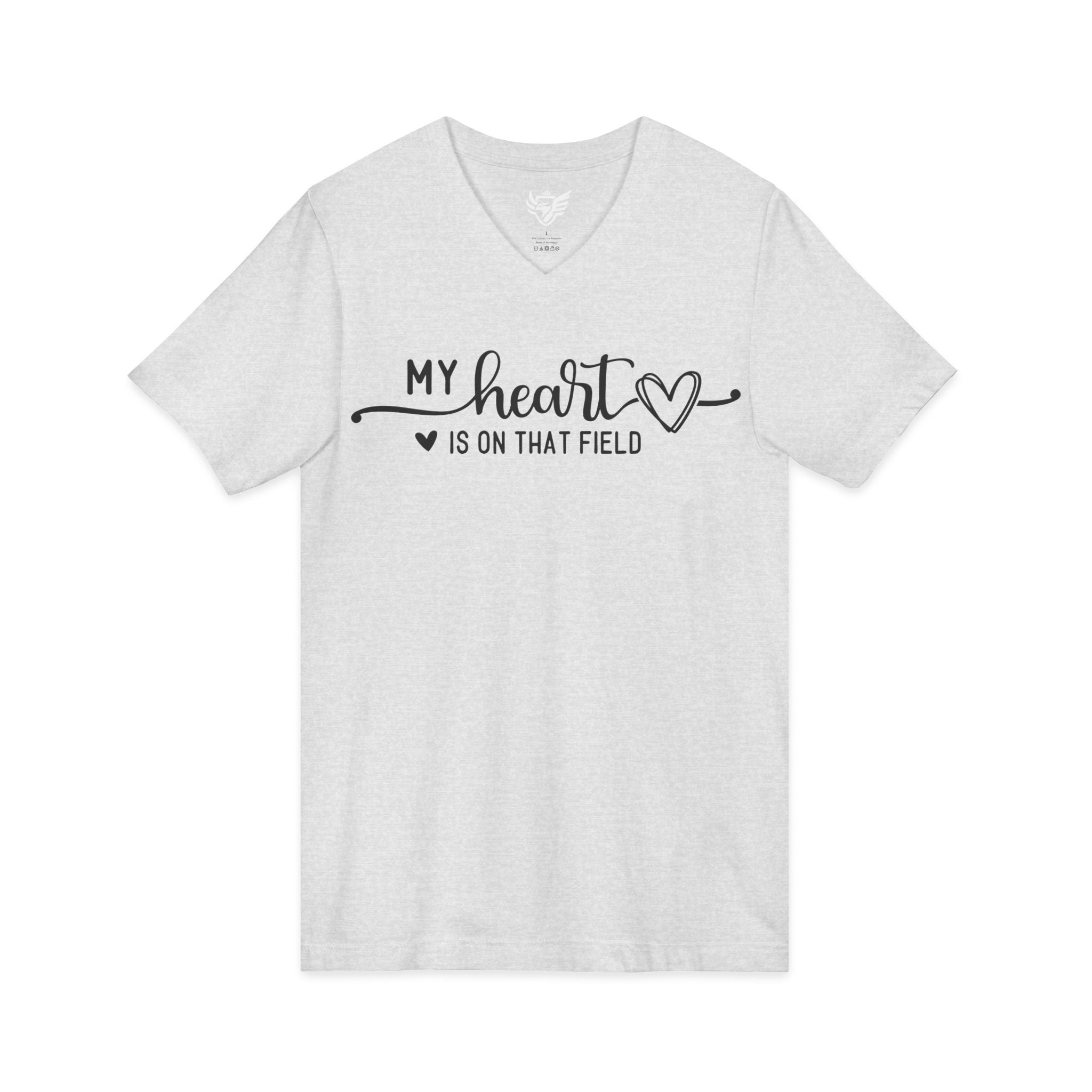 My Heart is on that Field Jersey Short Sleeve V-Neck Tee