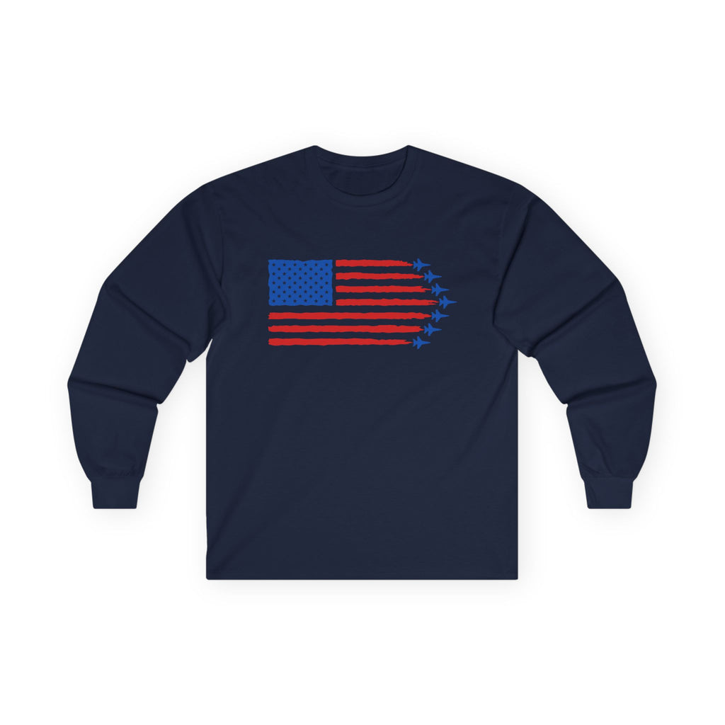 USA Jet Flag Cotton Long Sleeve Tee