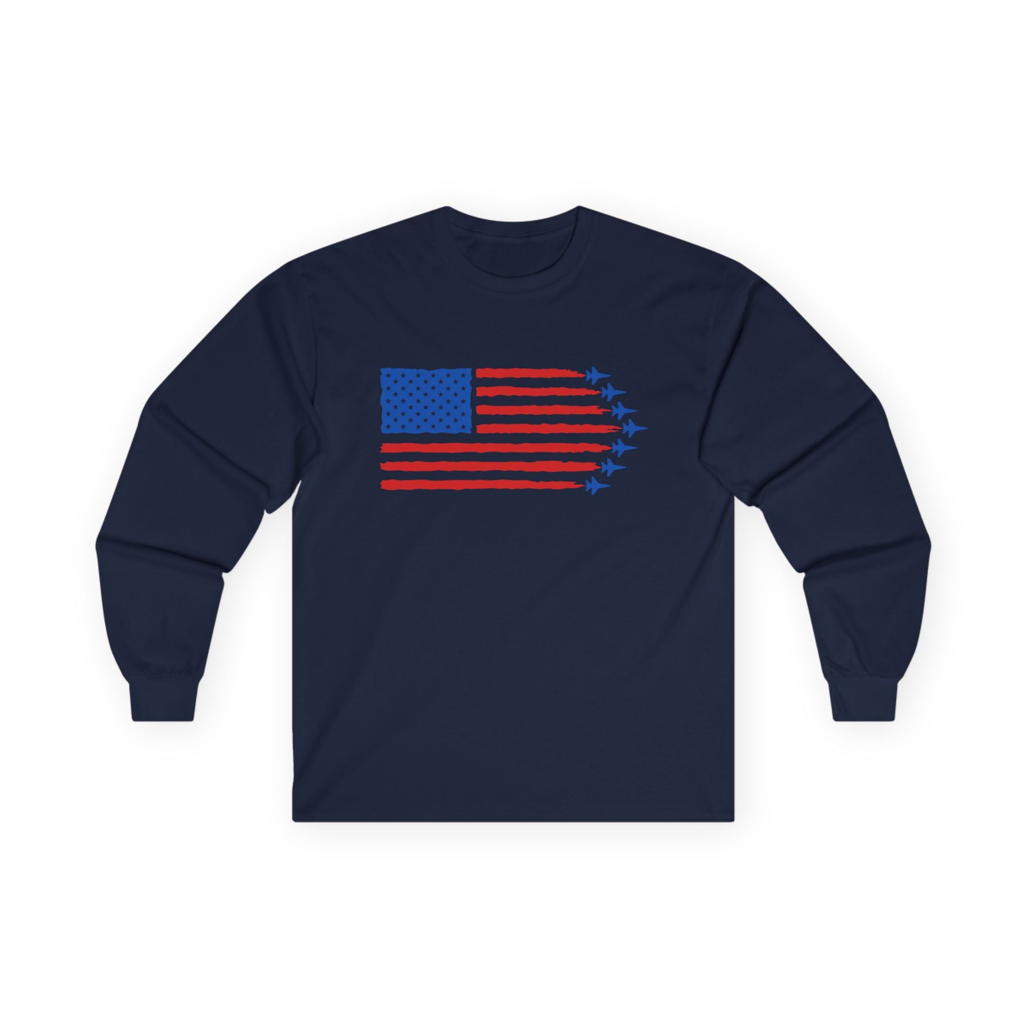 USA Jet Flag Cotton Long Sleeve Tee