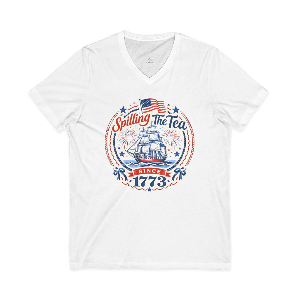 Spilling The Tea Jersey Short Sleeve V-Neck Tee