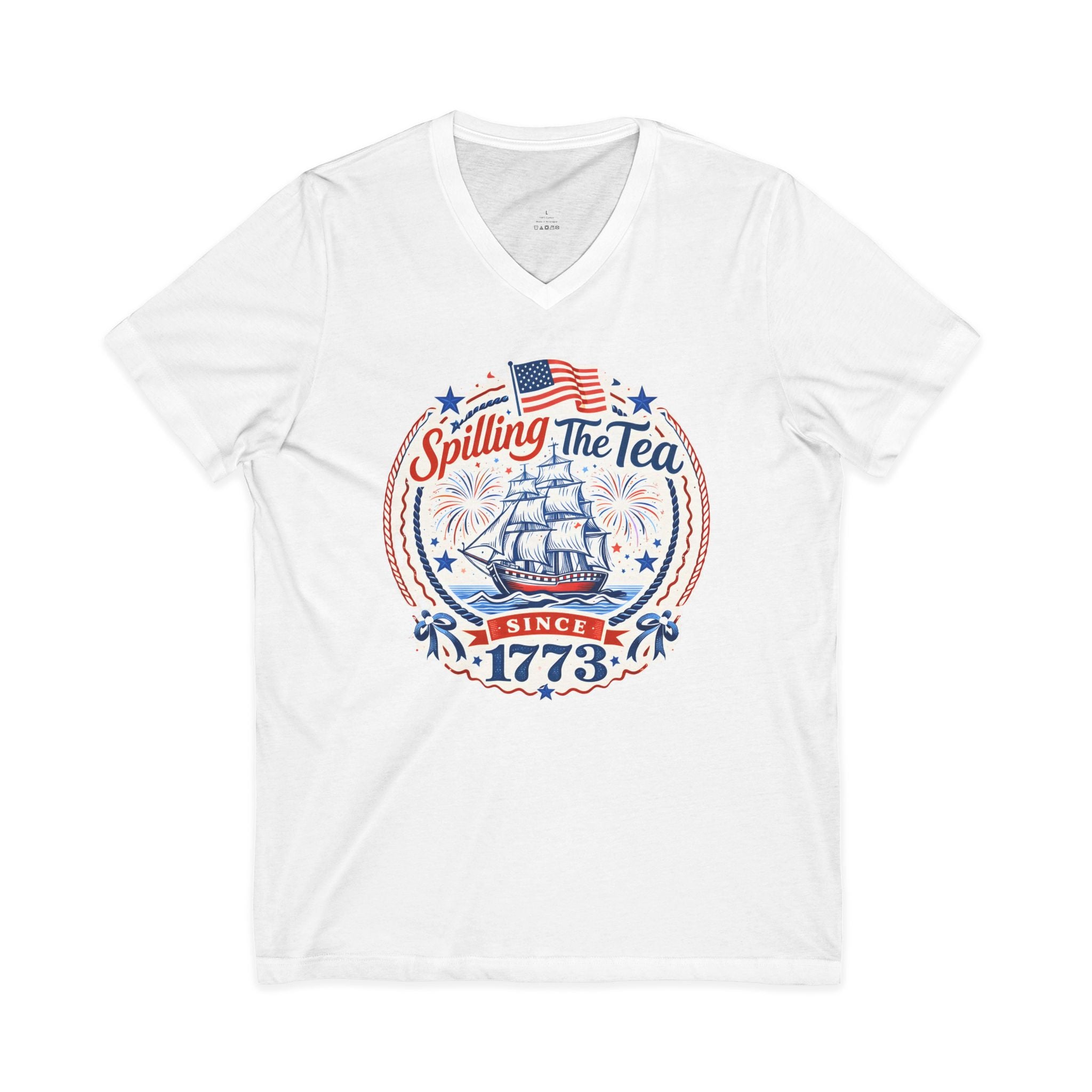 Spilling The Tea Jersey Short Sleeve V-Neck Tee