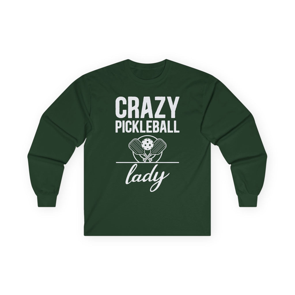 Crazy Pickleball Lady Cotton Long Sleeve Tee