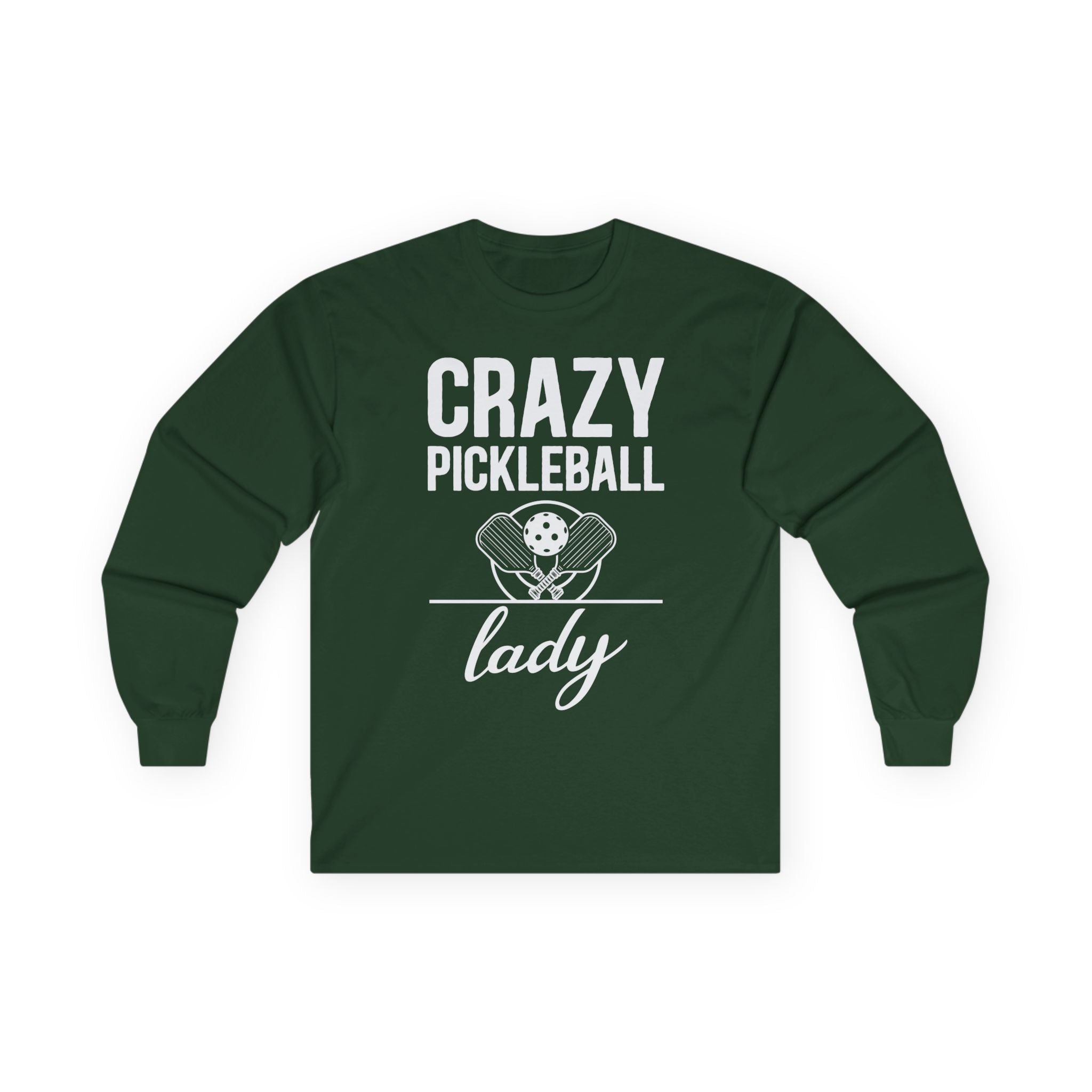 Crazy Pickleball Lady Cotton Long Sleeve Tee