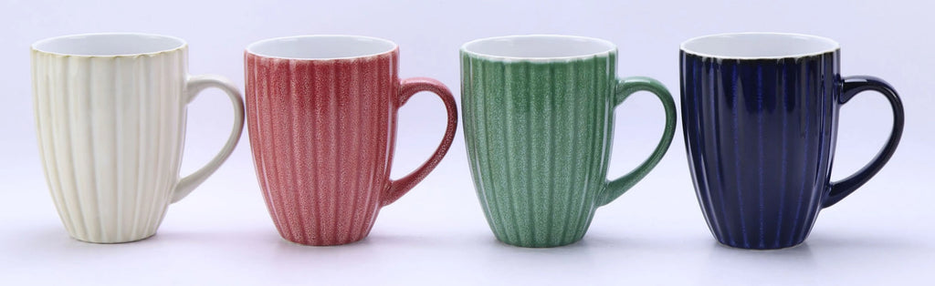 MARCELLE 4x16oz Reactive Glaze Mug Set individually box in ship box