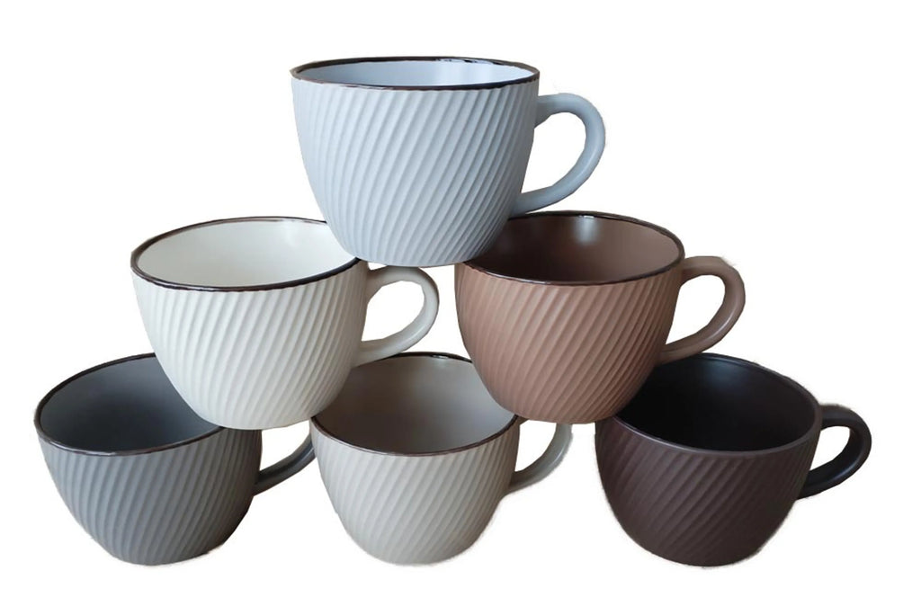 MARCELLE 6PC 16OZ MUG SET W/BLACK STAND
