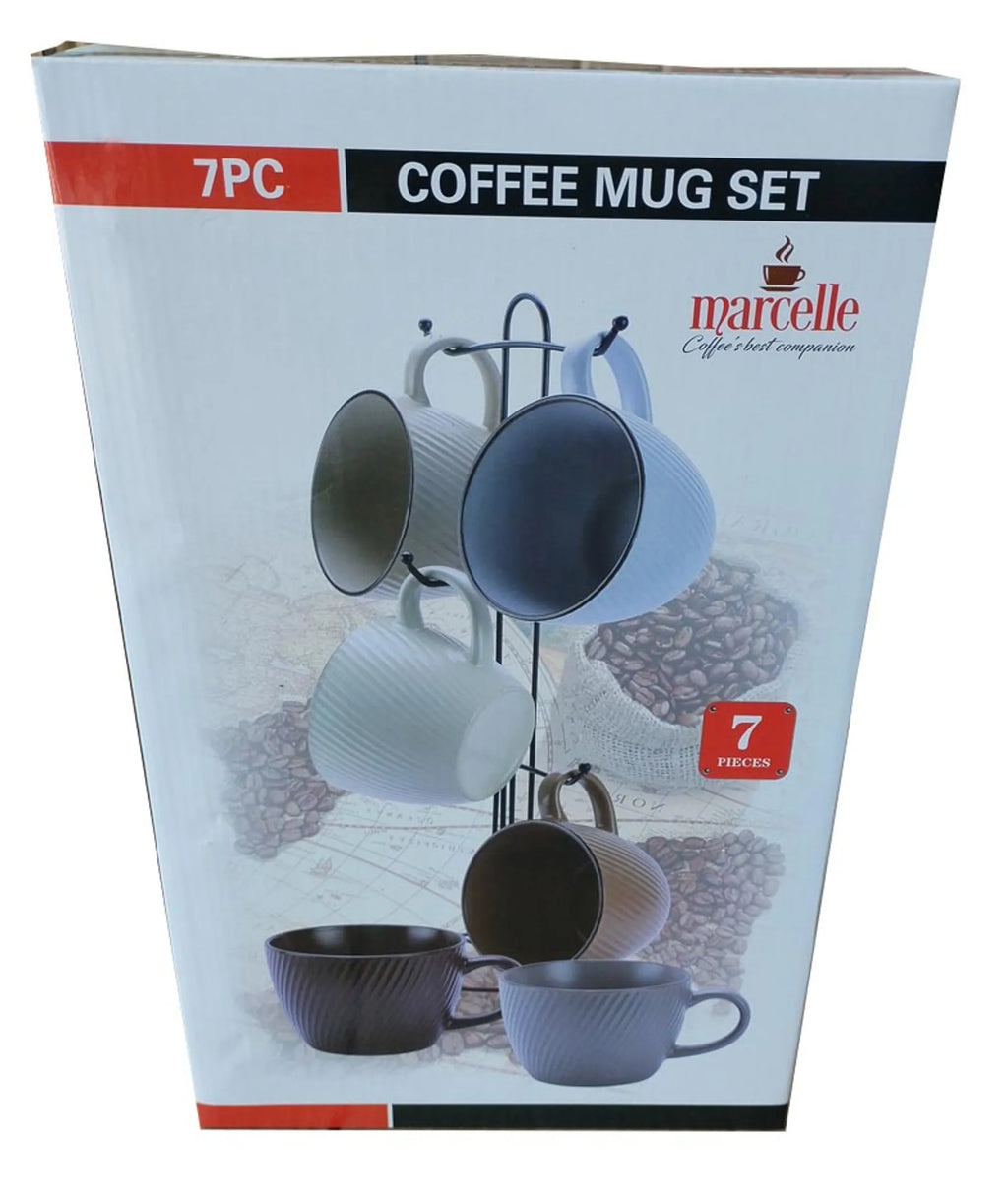 MARCELLE 6PC 16OZ MUG SET W/BLACK STAND