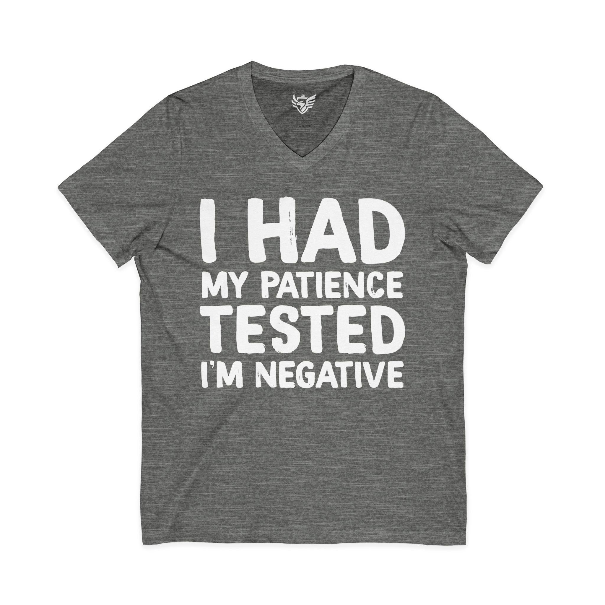 Negative For Patience Jersey Short Sleeve V-Neck Tee