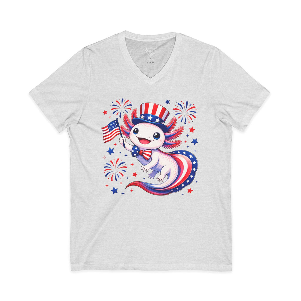 Patriotic Axolotl Jersey Short Sleeve V-Neck Tee