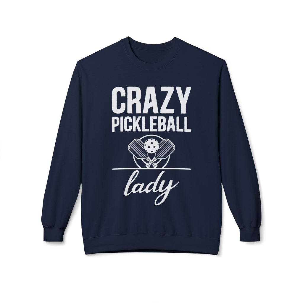 Crazy Pickleball Lady Midweight Softstyle Fleece Crewneck Sweatshirt