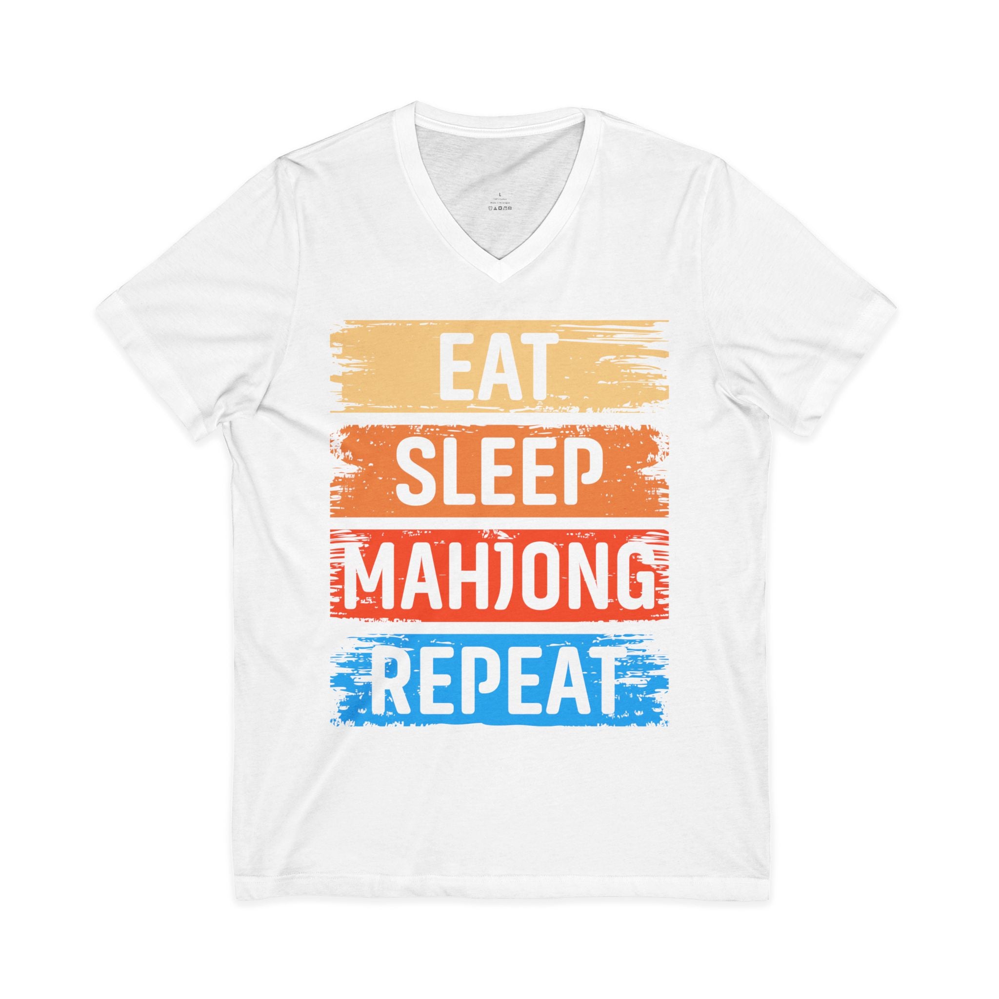 Eat Sleep Mahjong Repeat Jersey Short Sleeve V-Neck Tee