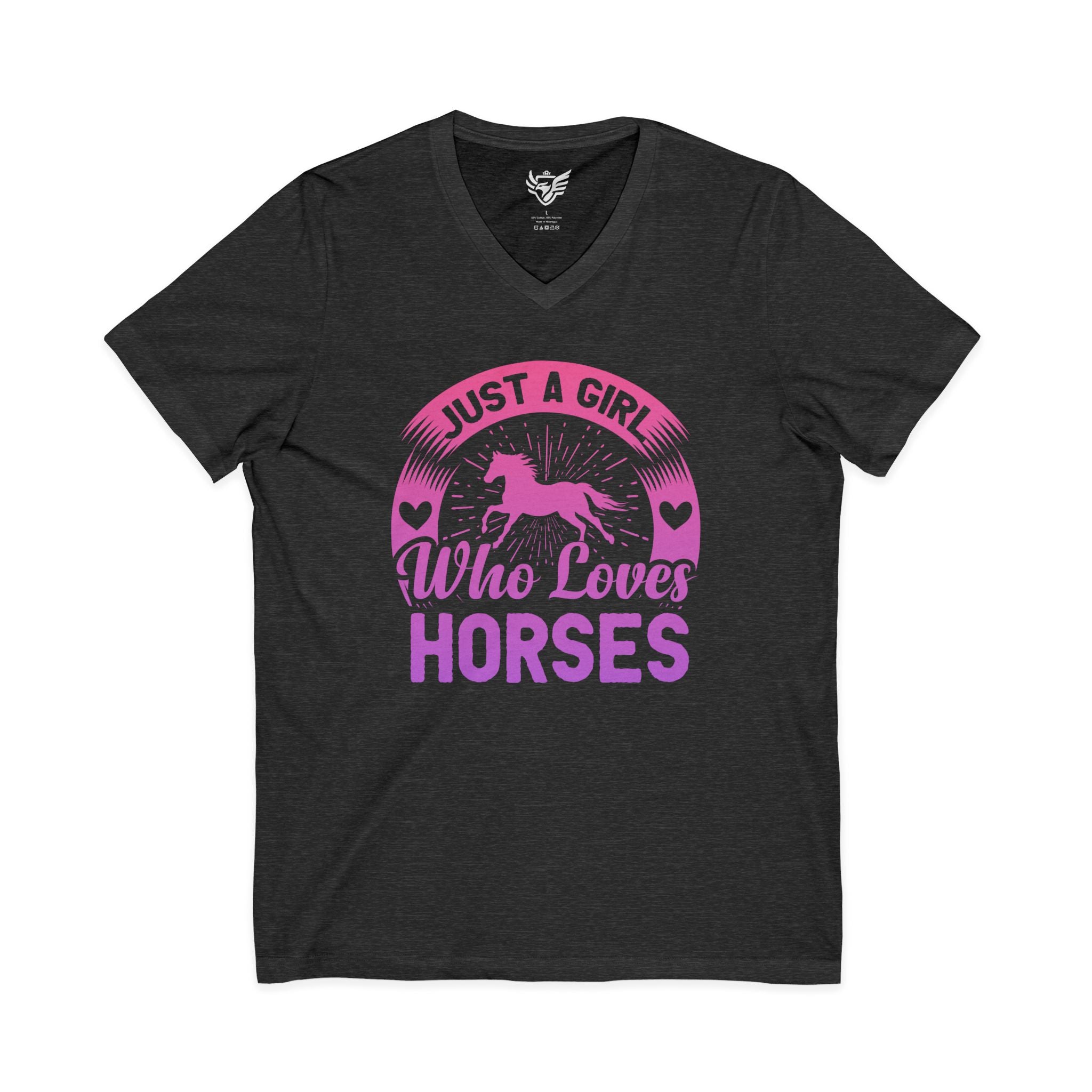 Just a Girl Who Loves Horses Jersey Short Sleeve V-Neck Tee