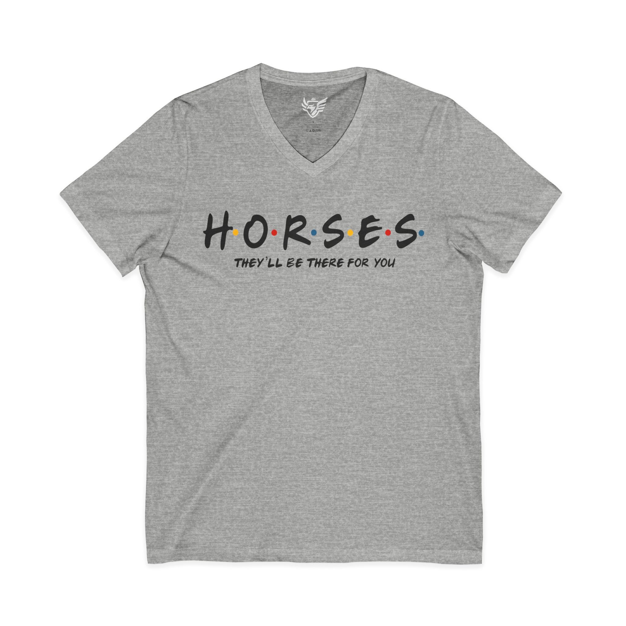 Horses, Friends Theme Jersey Short Sleeve V-Neck Tee