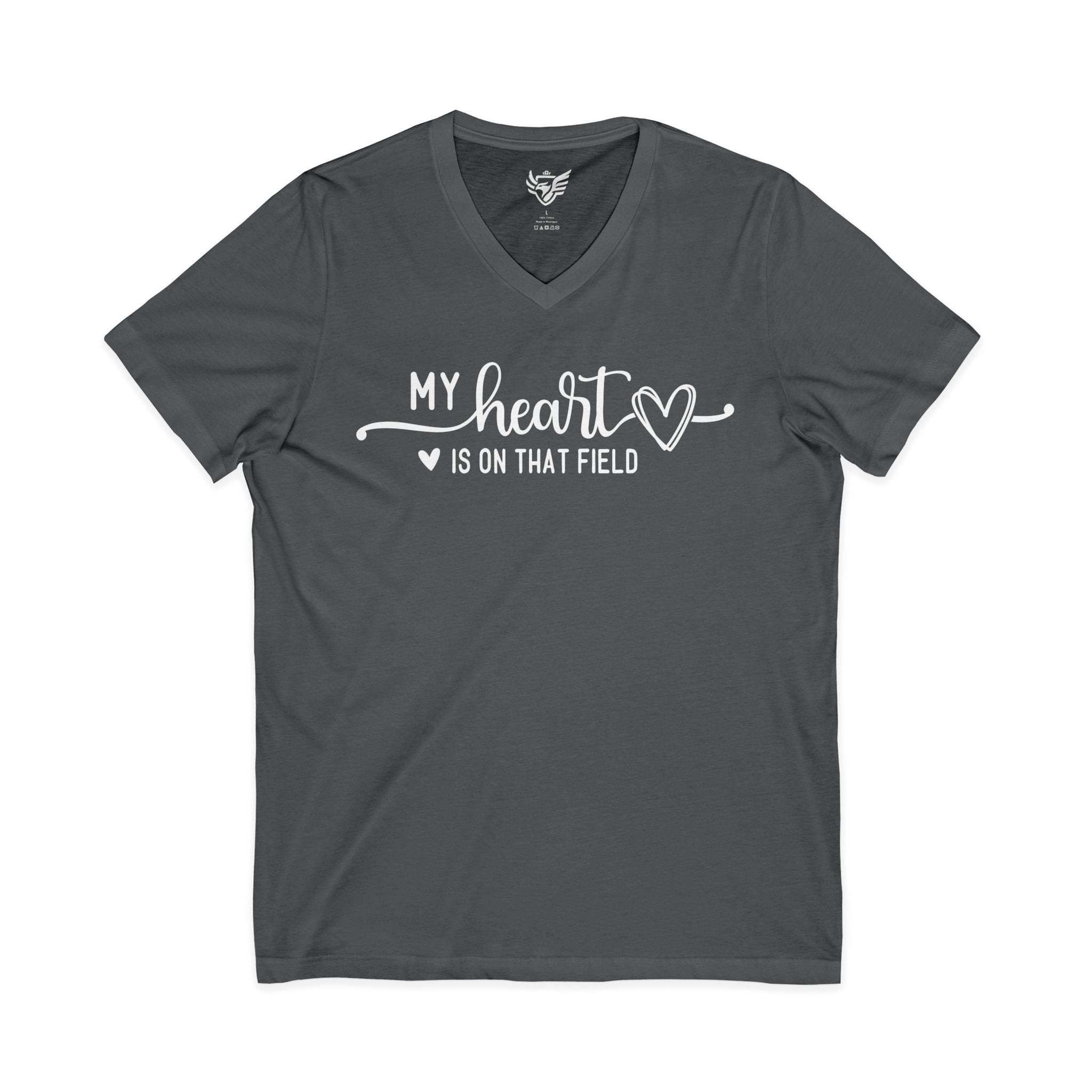 My Heart is on that Field Jersey Short Sleeve V-Neck Tee