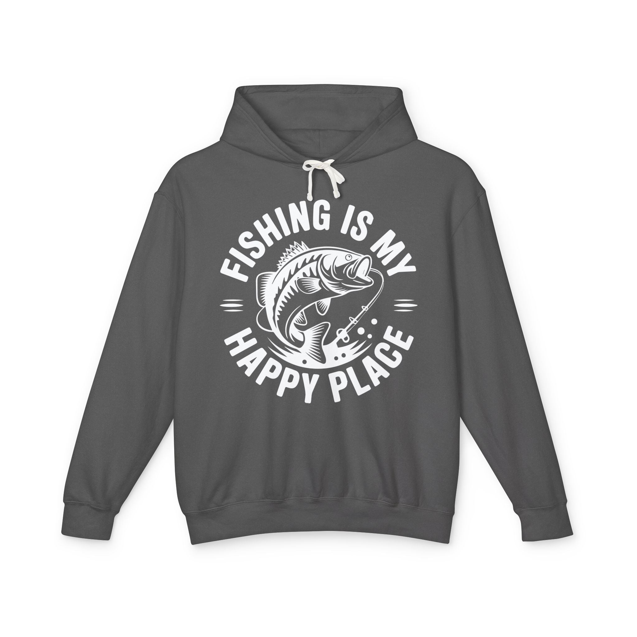 Fishing Is My Happy Place Lightweight Hooded Sweatshirt
