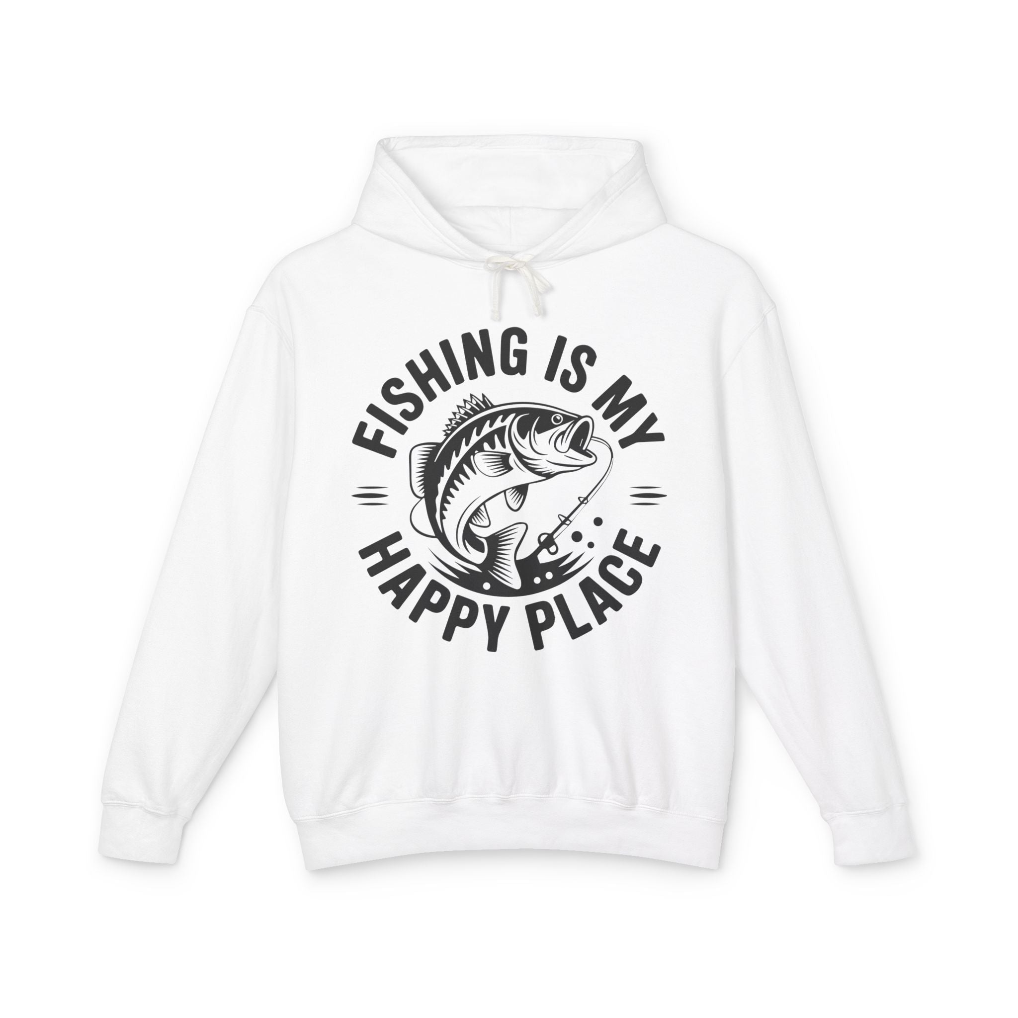 Fishing Is My Happy Place Lightweight Hooded Sweatshirt
