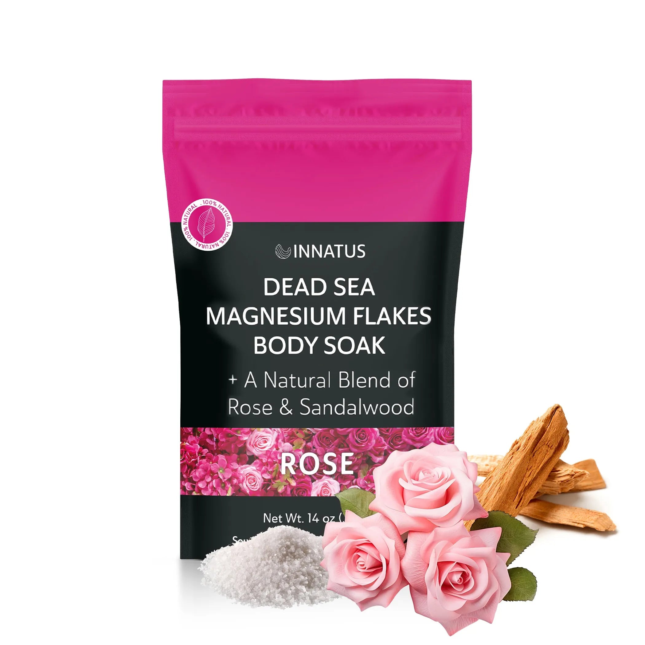 Luxury Dead Sea Spa Gift Set Bath Salt, Magnesium Flakes, Pillow & Linen Spray, and Mud Mask Rose & Sandalwood Aromatherapy Kit for Relaxation, Hydration & Skincare Perfect Self-Care Gift