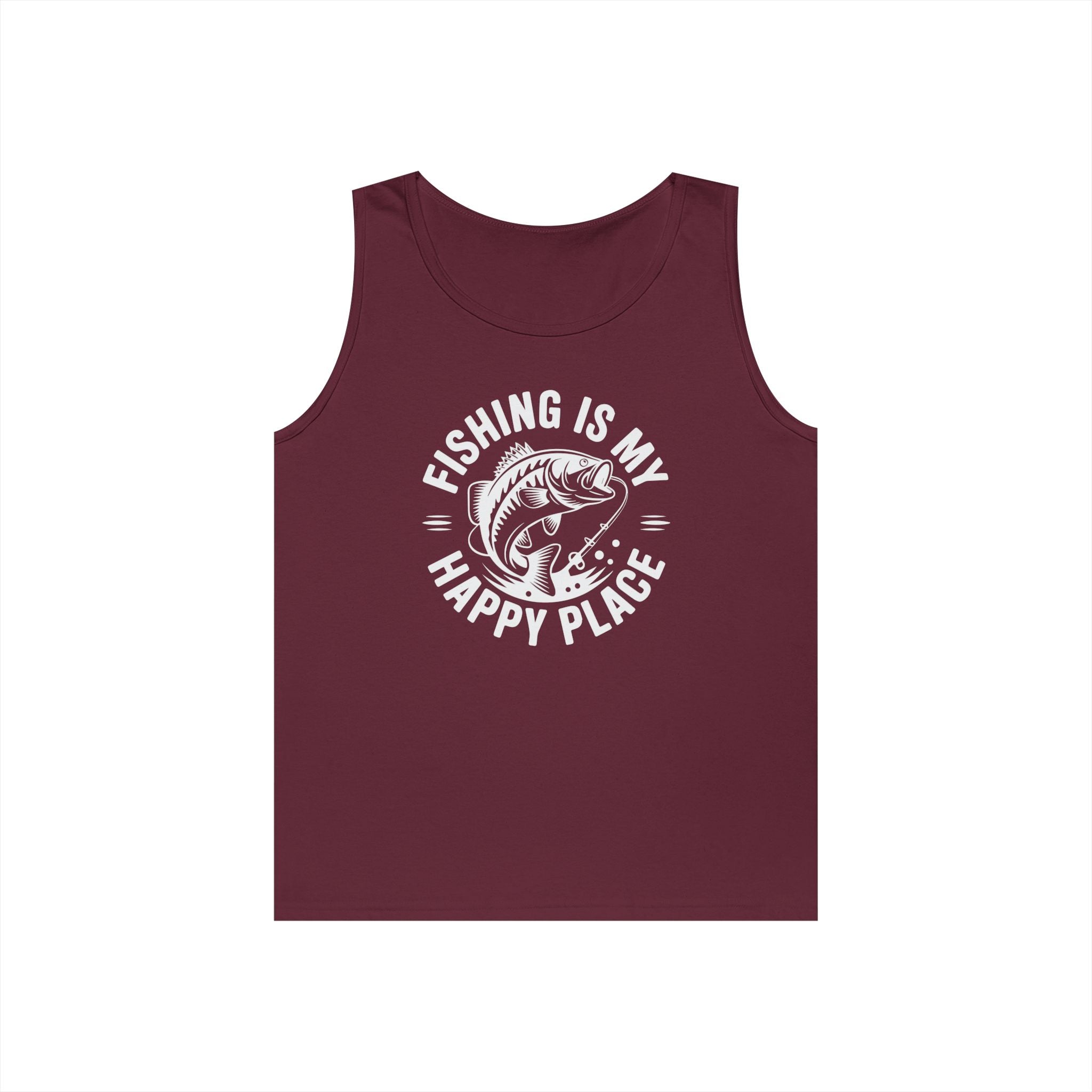 Fishing Is My Happy Place Heavy Cotton Tank Top