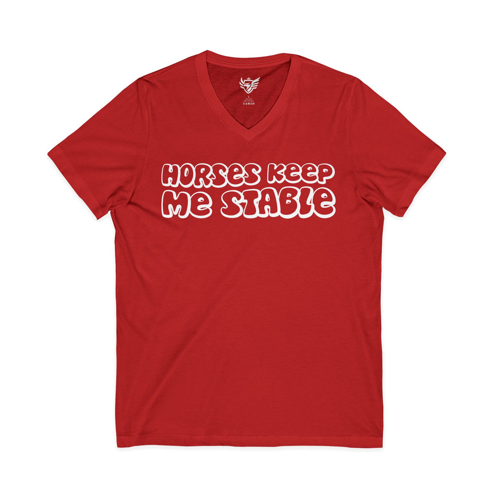 Horses Keep Me Stable Jersey Short Sleeve V-Neck Tee