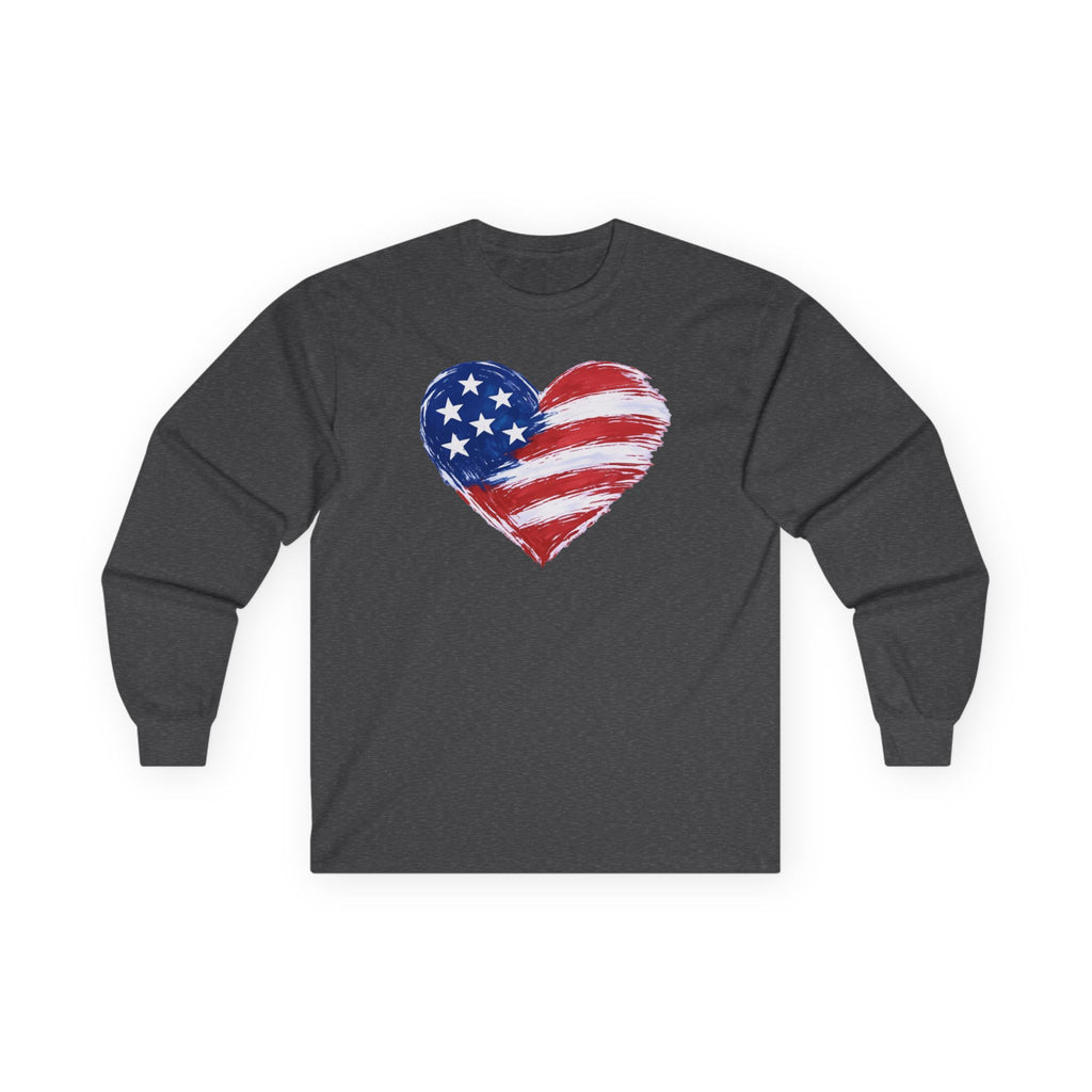 Heart Flag Cotton Long Sleeve Tee