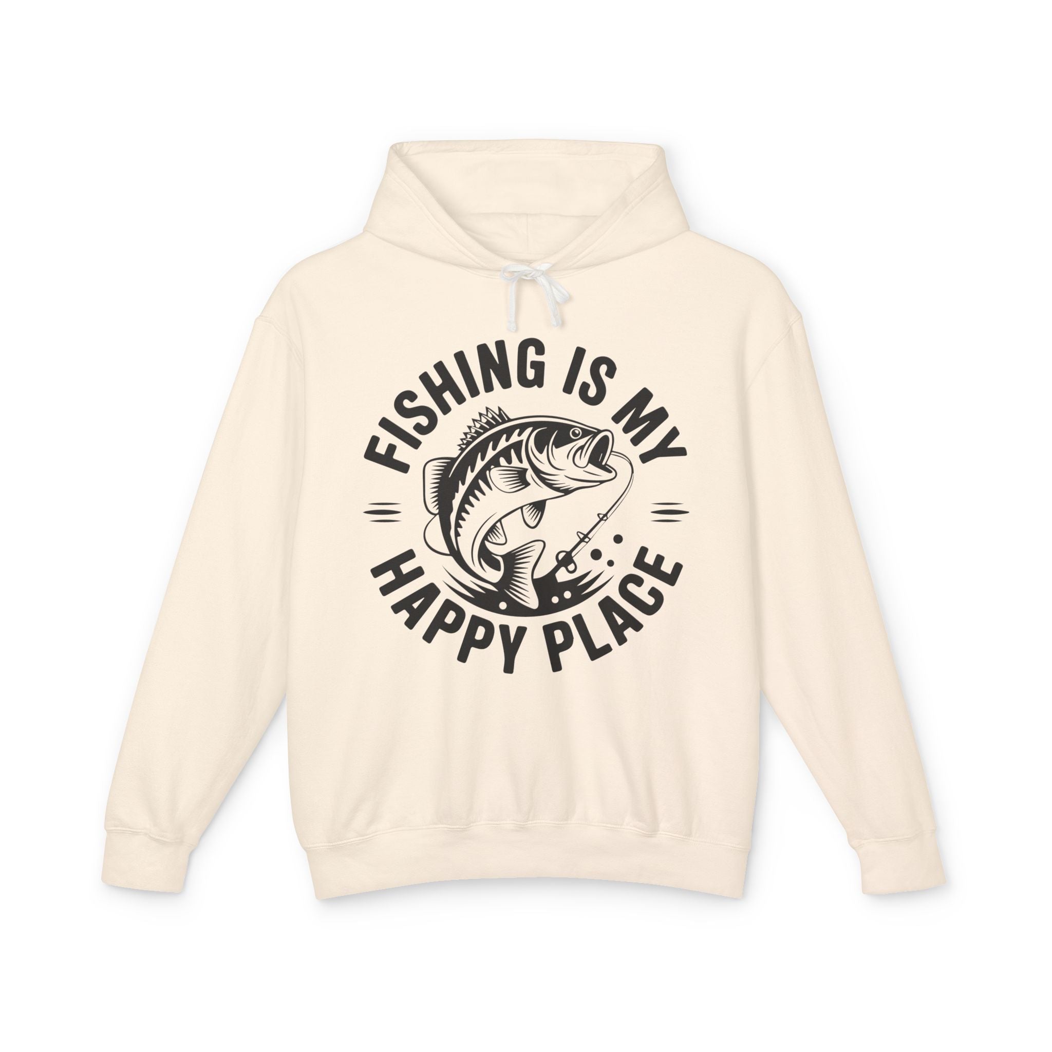 Fishing Is My Happy Place Lightweight Hooded Sweatshirt