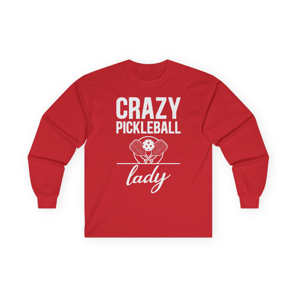 Crazy Pickleball Lady Cotton Long Sleeve Tee