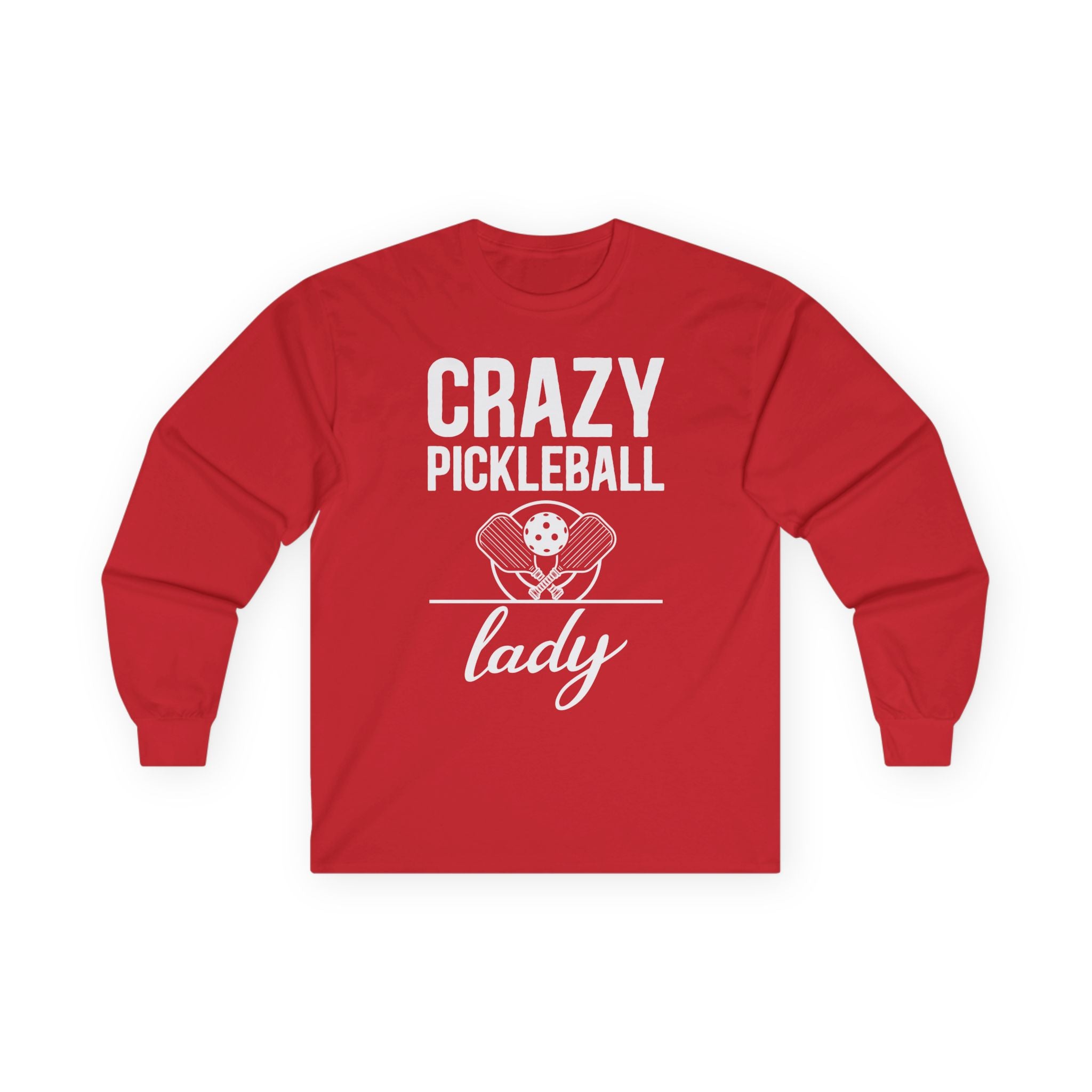 Crazy Pickleball Lady Cotton Long Sleeve Tee