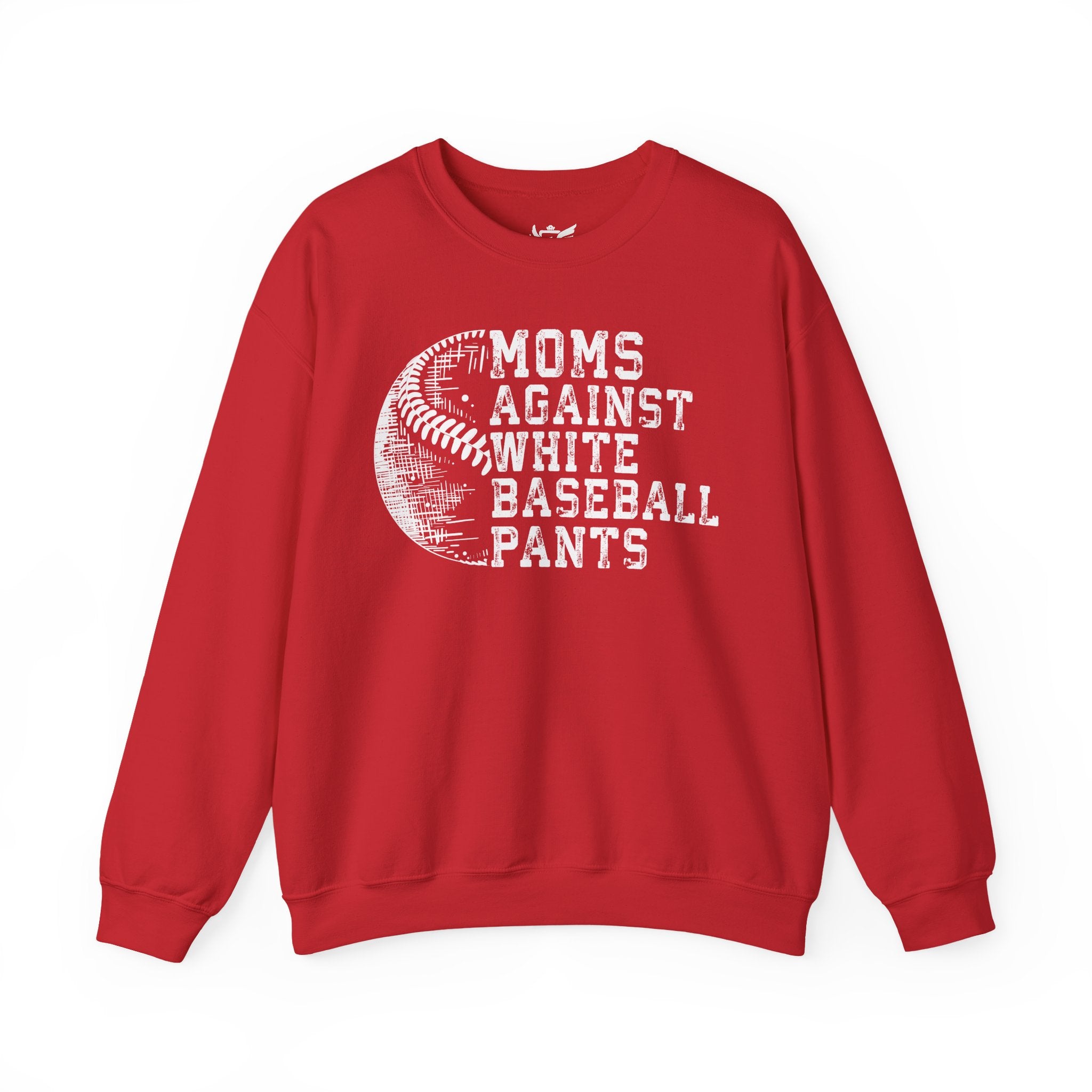 Mom's Against White Baseball Pants Heavy Blend™ Crewneck Sweatshirt