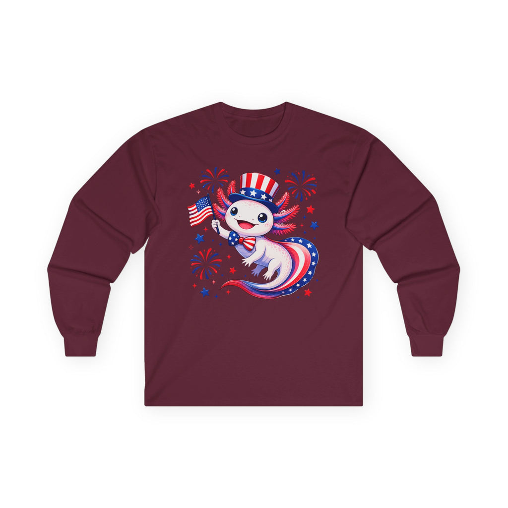 Patriotic Axolotl Cotton Long Sleeve Tee
