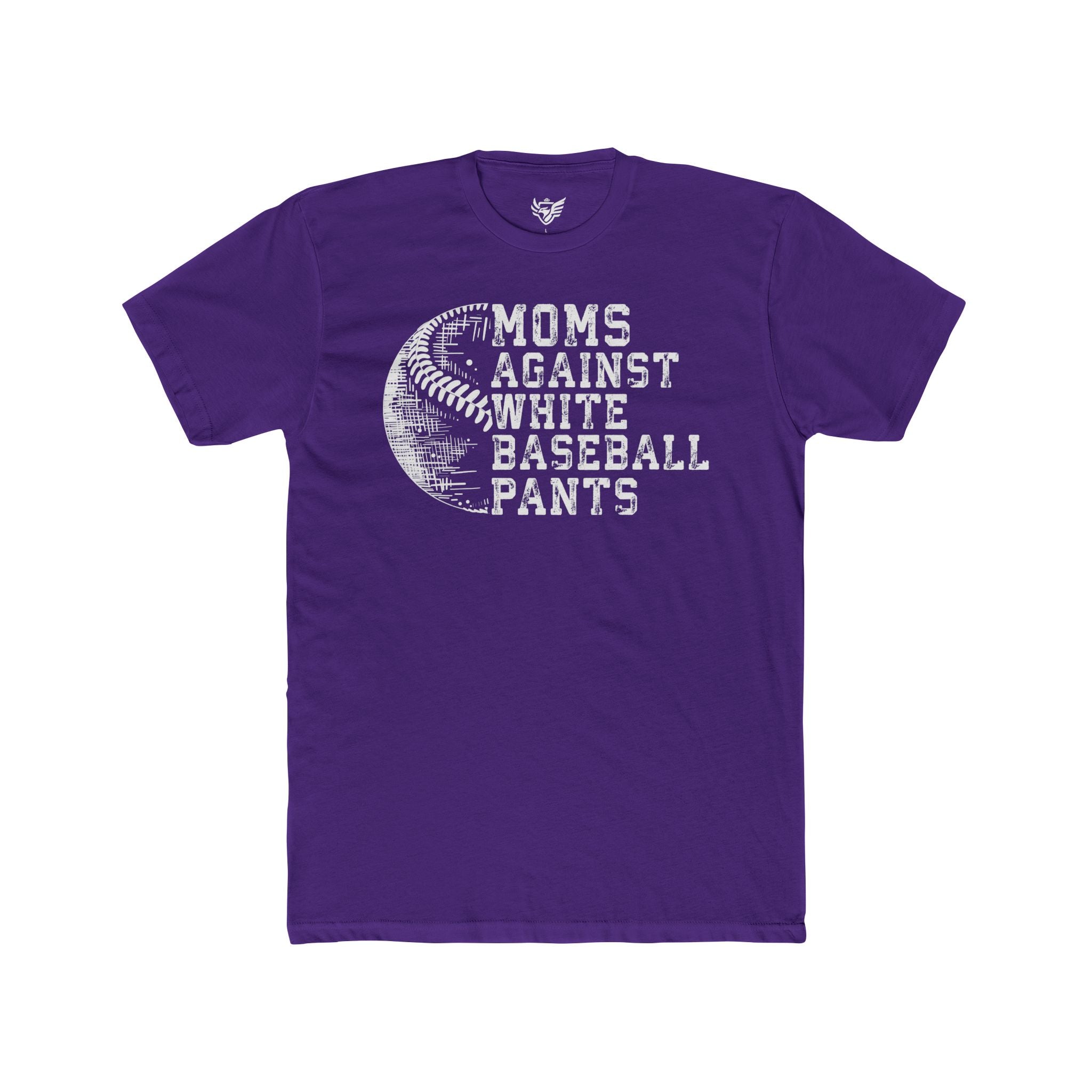 Mom's Against White Baseball Pants Cotton Crew Tee