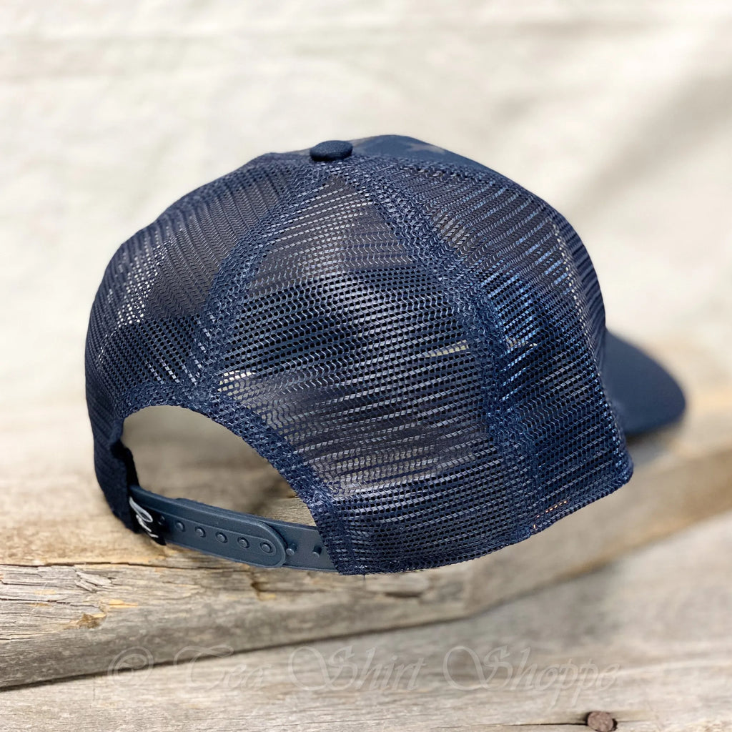 Navy Debossed Stars and Stripes Mesh-Back Cap