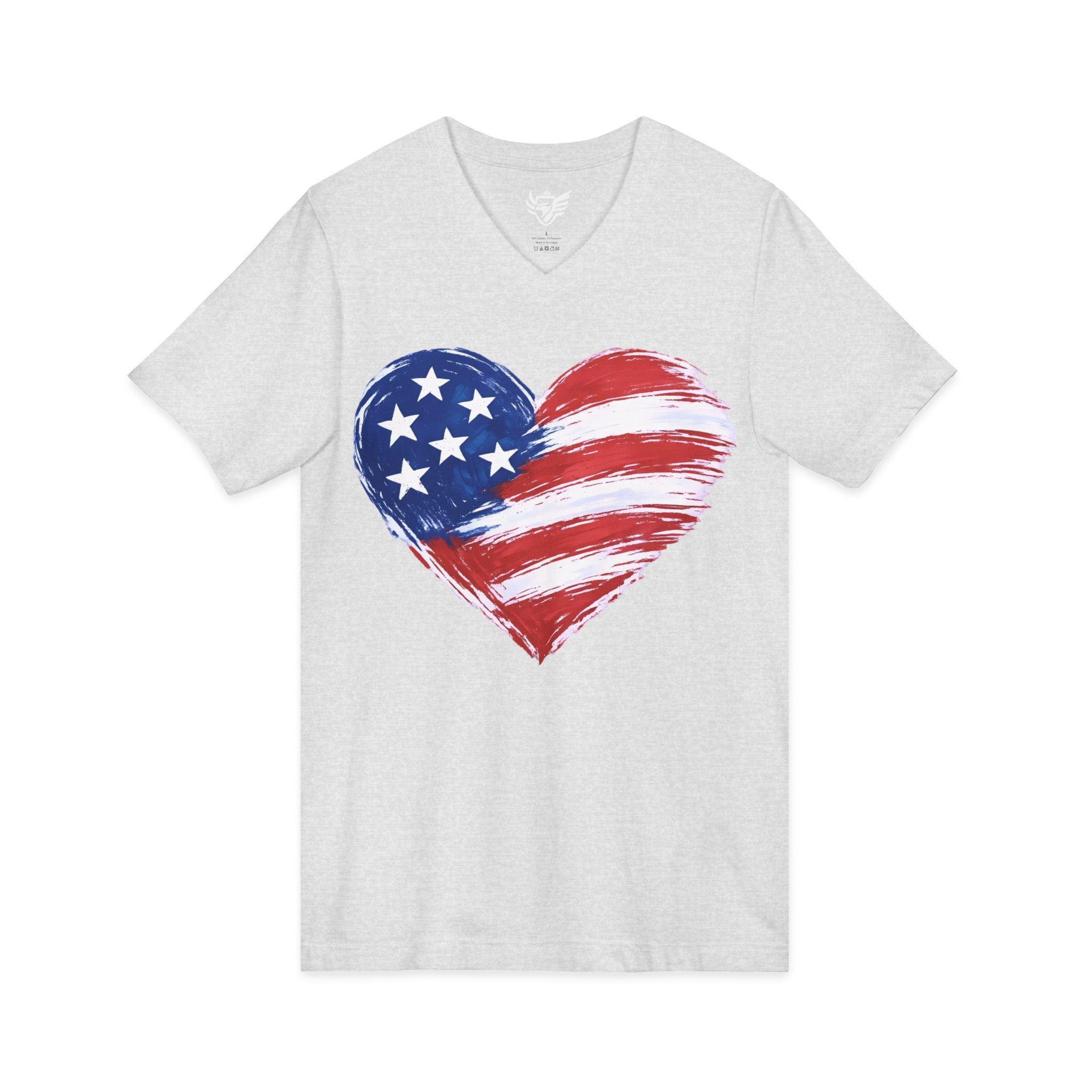 Heart Flag Jersey Short Sleeve V-Neck Tee
