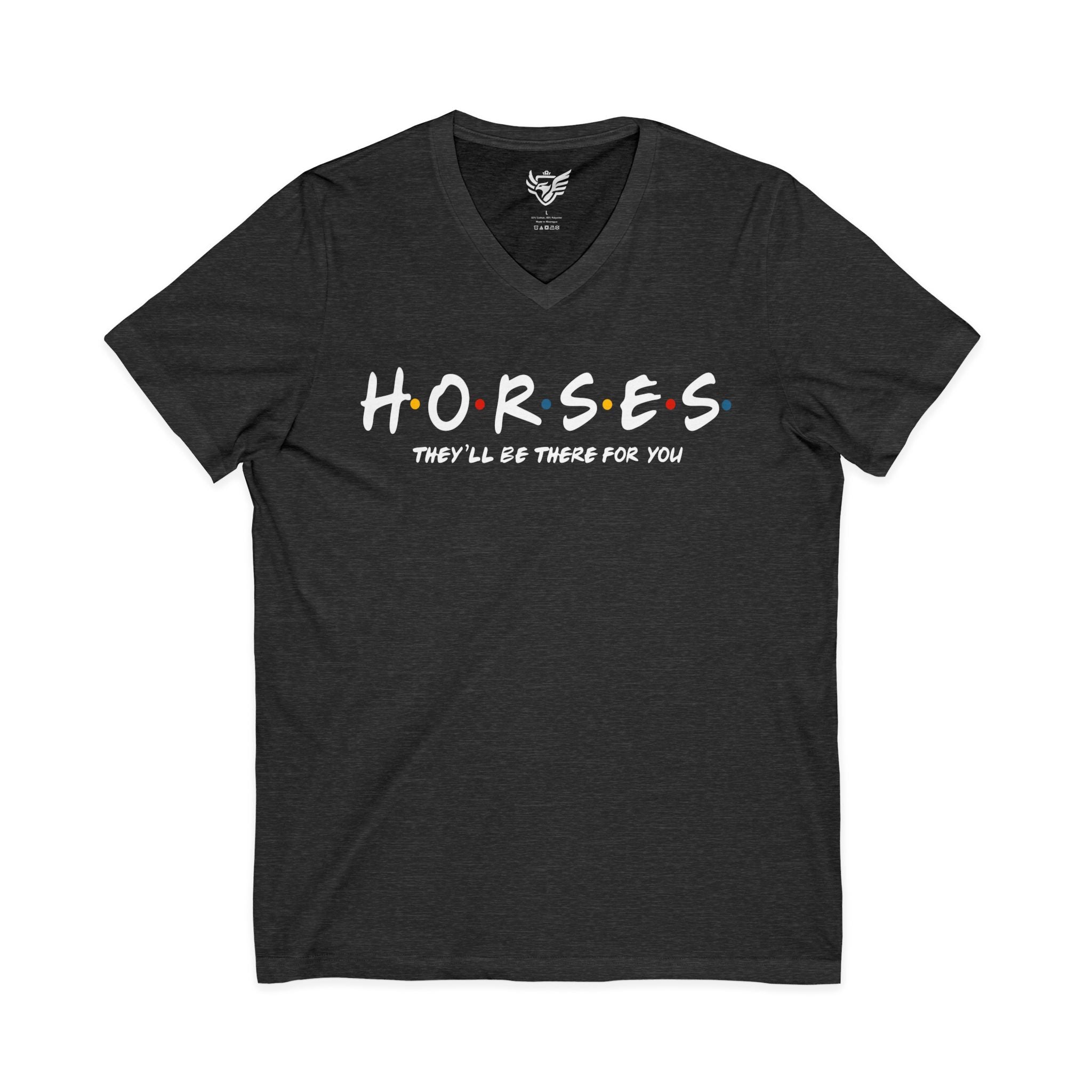 Horses, Friends Theme Jersey Short Sleeve V-Neck Tee