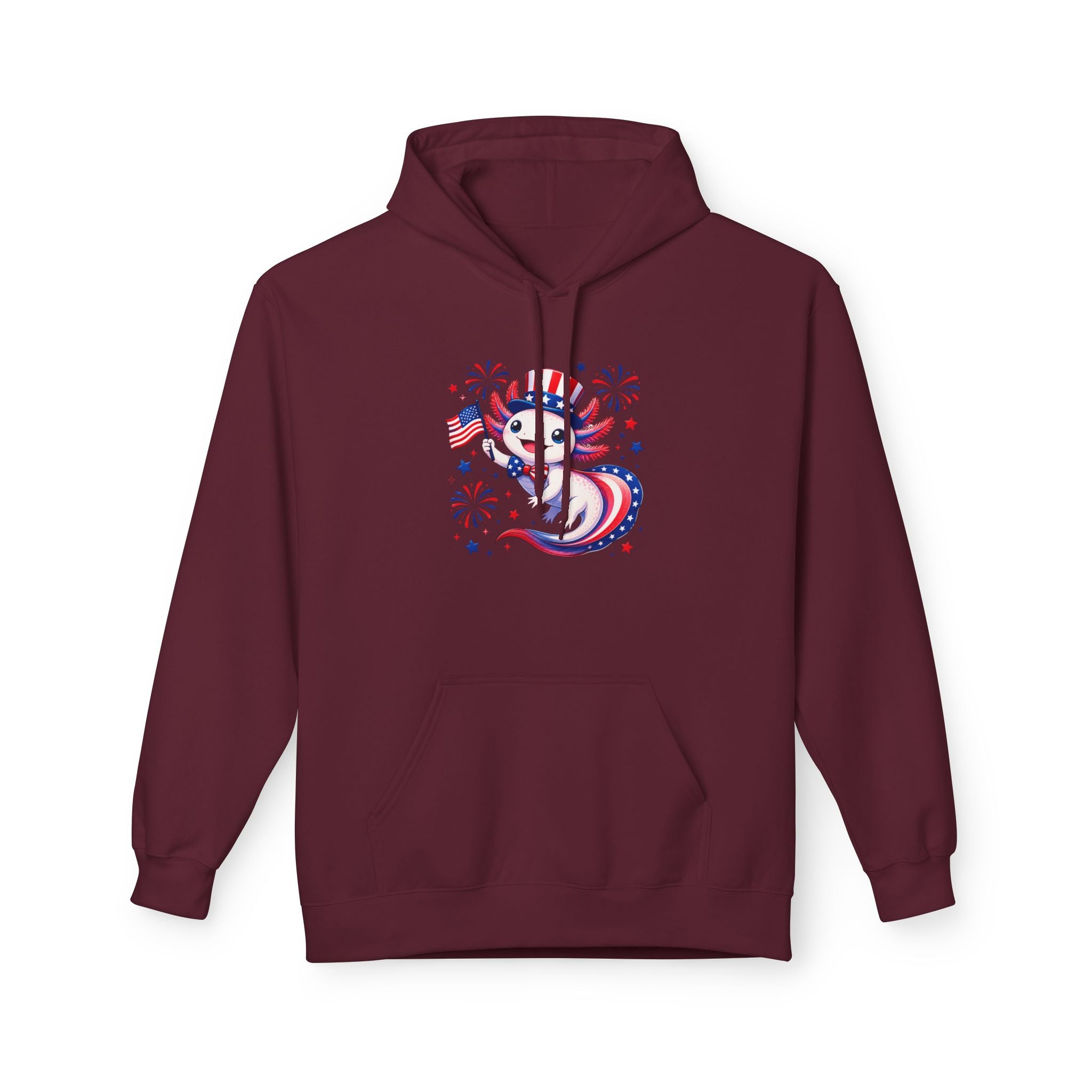 Patriotic Axolotl Midweight Softstyle Fleece Hoodie